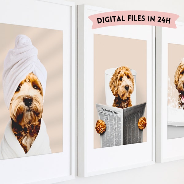 Custom Pet Portraits, Dog in Toilet, Pet in Bathtub, Custom Bathroom Dog Wall Art, Funny Pet Portrait, Pet Owner Bathroom Wall Art, Pet Gift