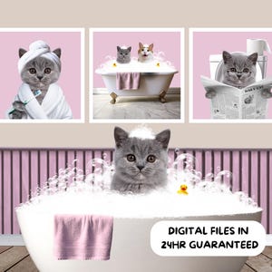 Ritratto personalizzato di un animale domestico in bagno, arte murale per il bagno, decorazione murale su tela, regalo per il proprietario di un cane, regalo di compleanno, stampa personalizzata per animali domestici, giornale per cani in bagno