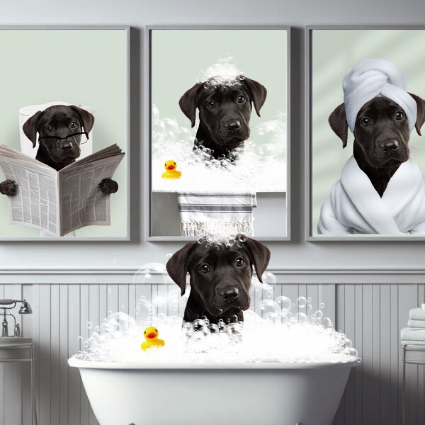 Custom Pet Portraits, Dog in Toilet, Pet in Bathtub, Custom Bathroom Dog Wall Art, Funny Pet Portrait, Pet Owner Bathroom Wall Art, Pet Gift