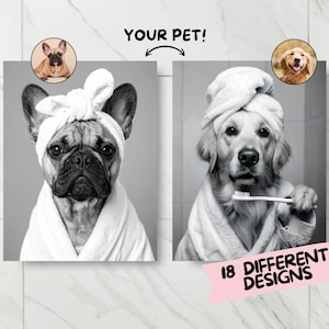 Custom Pet Portraits, Dog in Toilet, Pet in Bathtub, Custom Bathroom Dog Wall Art, Funny Pet Portrait, Pet Owner Bathroom Wall Art, Pet Gift