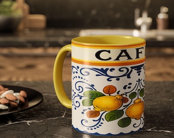 Mug en céramique citron italien, décoration de cuisine, art de la côte amalfitaine