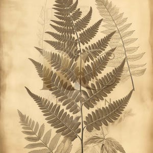 Vintage Botanical Print Set of 5 – Digital Download Wall Art – Herbarium Style Plant Illustrations for Home Decor