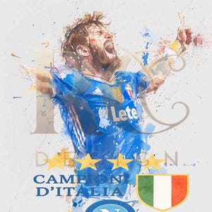 Napoli 4th Scudetto Digital Wall Art – 2025 Champions of Italy – Instant Download Soccer Print – Italian Football Poster