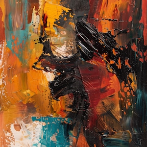 Arte Astratta da parete Espressionista – Set di 4 Stampe Digitali con Texture Materica, Pennellate Spesse per Arredamento Moderno