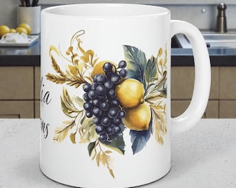 Taza de cerámica italiana con diseño de limón, decoración de cocina, regalo de arte siciliano