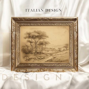 Vintage Tree Sketch Wall Art – Neutral Etching Print – Rustic Nature Decor – Antique Botanical Drawing – Digital Download