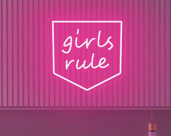 Girls Rule Neon Sign: Girl Nursery Wall Decor