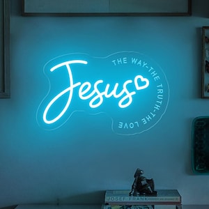 Jezus Droga Prawda ŻycieNeonowe Światło, Jezus Chrystus Neon Znak, Chrześcijański Neon Znak, Religijny Neon Znak Prezent Świąteczny, Chrześcijański Wystrój