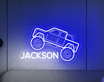 Personalized Monster Truck Neon Sign: Car Lover Gift