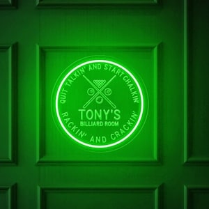Letrero de neón para sala de billar, cueva de hombre, letrero de billar personalizado, letreros para salas de juegos, regalos de neón para él, letrero de billar personalizado para sala de juegos