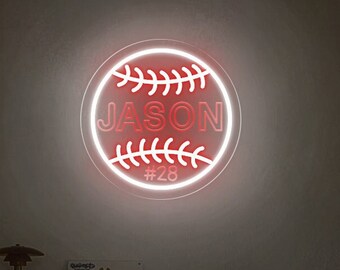 Custom Baseball Name Neon Sign: Birthday Gift for Boys