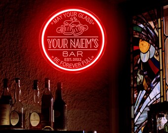 Personalized Home Bar Neon Sign, Whiskey Cocktail Tequila Bar