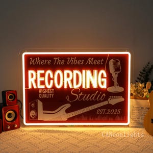 Personalized Music Studio Neon Sign,Music Room Sign,Home Decor for Musician & Bands,Birthday Gifts, Music Lover Gift,Music Wall Art