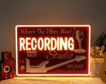 Personalized Music Studio Neon Sign: Musician Home Decor