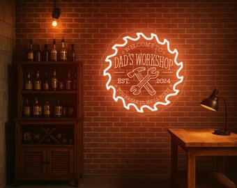 Custom Neon Workshop Sign: Personalized Garage Decor, Man Cave Gift