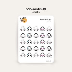 LAZY BAO - Baomotis #1 - Arkusz naklejek z uroczymi emotikonami - Naklejki do planerów, pamiętników, dzienników i scrapbookingu | Naklejki do Bullet Journal