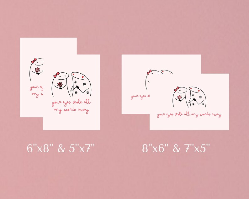 Printable Cute Love Valentine's Day Card for Her/him, Digital 5x7 6x8