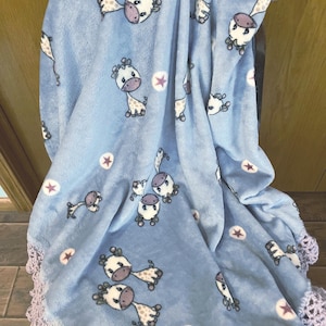 Minky Baby Blanket - Hand Crocheted Edging - Washable - Gray and Mauve - Super Soft