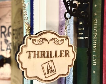 Thriller Book Genre Sign 3D Printed Readers Gift Bookshelf Decor