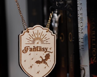 Fantasy Tavern Sign Bookend | Laser Engraved Balsa Wood & 3D Printed PLA | Dragon Bookshelf Genre Divider