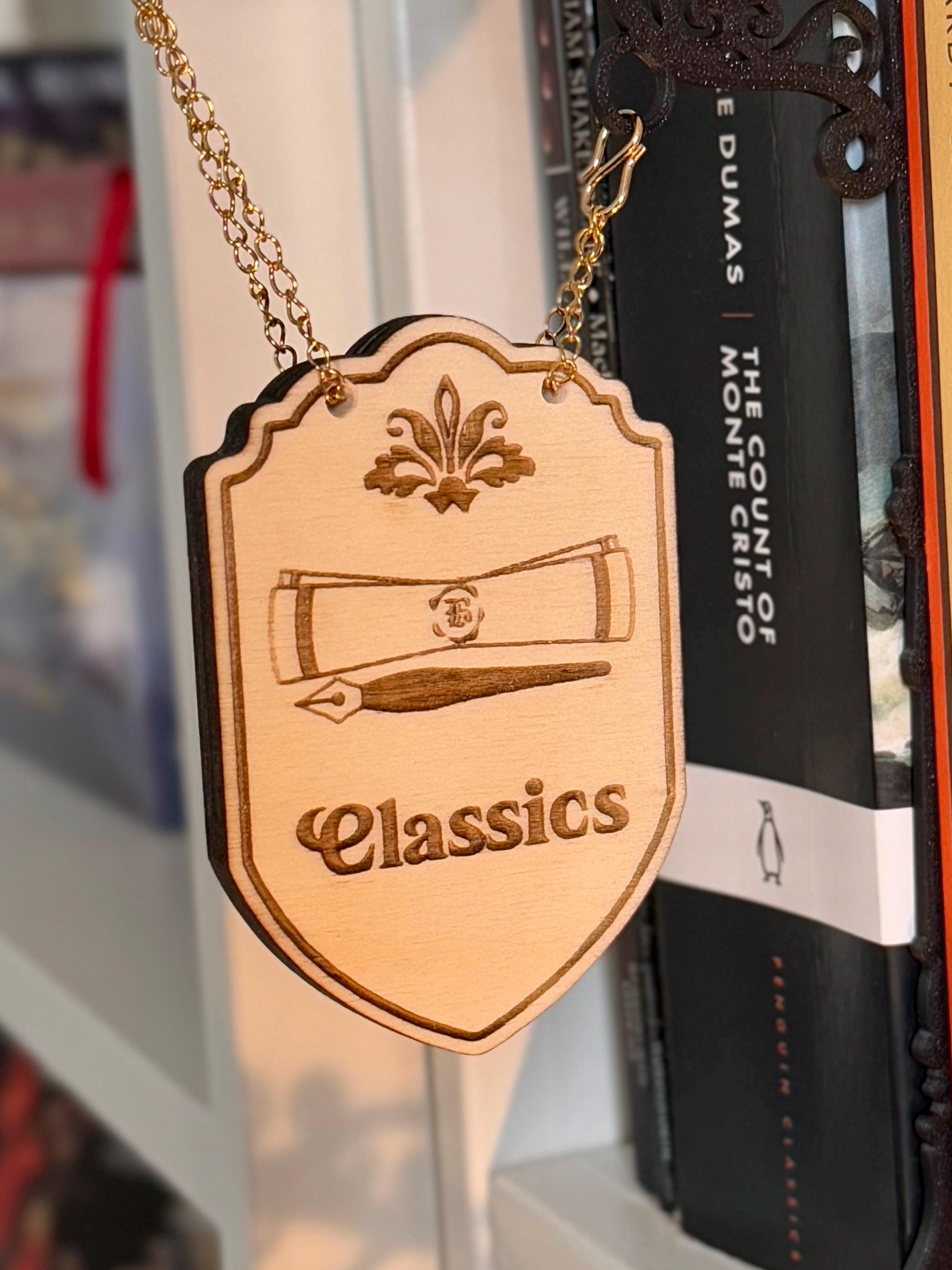 Classics Tavern Sign Bookend | Laser Engraved Balsa Wood & 3D Printed PLA | Elegant Shelf Marker for Literary Collections