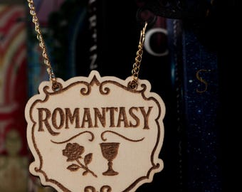 A Romantasy Tavern Sign Bookend | Laser Engraved Balsa Wood & 3D Printed Shelf Divider | Fantasy Romance Bookshelf Decor