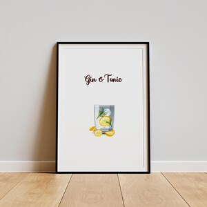 Gin & Tonic Poster Print, Cocktail Wall Art, Bar Decor, Cocktail-Themed Art, Cocktail Home Decor, Cocktail Poster Print, Kitchen Wall Art