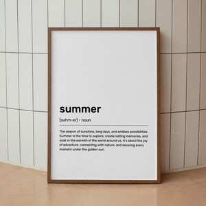 Summer Definition Art Print: Dictionary-Inspired Wall Decor (Digital Download)