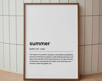 Summer Definition Art Print: Dictionary-Inspired Wall Decor (Digital Download)