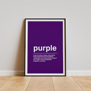Lila Definition Poster, Lila Wörterbuch Kunst, Purple Shade Zitat Druck, Definition Wanddekor, Vom Wörterbuch inspiriertes Lila Poster Druck