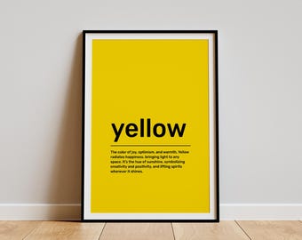 Impresión artística de definición de amarillo: Cita sobre el tono del sol (descarga digital)