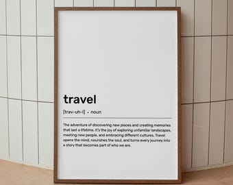 Travel Definition Art Print: Dictionary-Inspired Wall Decor (Digital Download)
