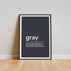 Gray Definition Poster, Gray Dictionary Art, Gray Quote Print, Definition Wall Art,Dictionary-Inspired Decor,Gray Poster Print,Gray Wall Art