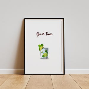 Gin & Tonic Poster Print, Cocktail Wall Art, Bar Decor, Cocktail-Themed Art, Cocktail Home Decor, Cocktail Poster Print, Kitchen Wall Art