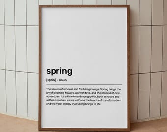 Spring Definition Art Print: Dictionary Wall Decor (Digital Download)
