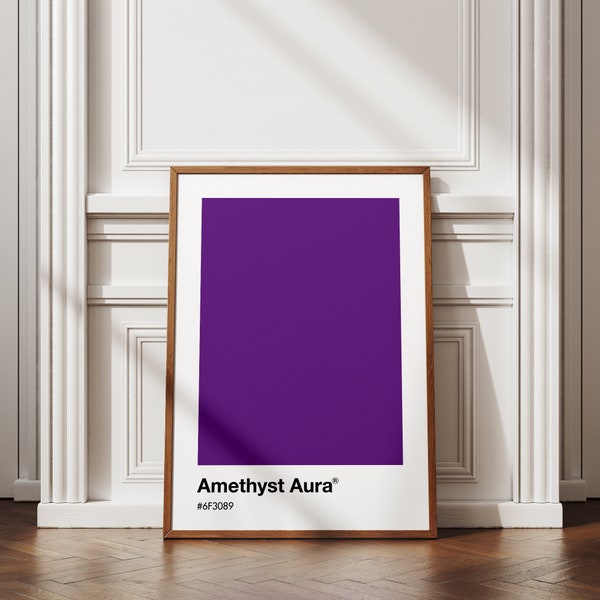 Amethyst Aura Purple Pantone Poster, Pantone Color Print, Amethyst Aura Purple Print,Pantone Colors,Purple Pantone Print, Trendy Wall Art