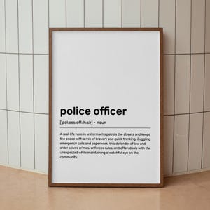 Police Officer Definition Print: Dictionary Wall Art (Digital Download)