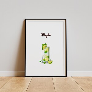 Mojito Wall Art, Mojito Poster Print, Mojito Bar Decor, Cocktail-Themed Art, Mojito Home Decor, Cocktail Poster Print, Kitchen Wall Art