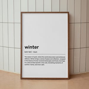 Winter Definition Art Print: Minimalist Dictionary Wall Decor (Digital Download)