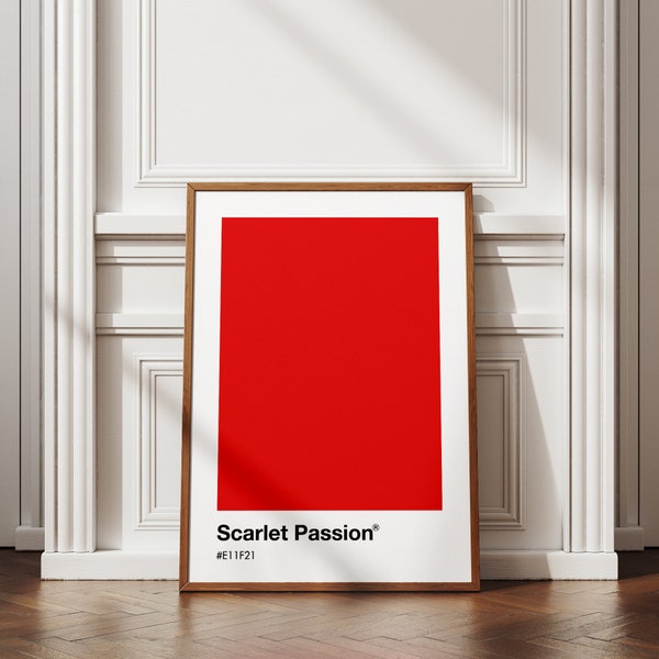 Scarlet Passion Red Pantone Poster,Pantone Color Print,Scarlet Red Print,Pantone Colors,Pantone Print,Color Palette Poster,Trendy Wall Art