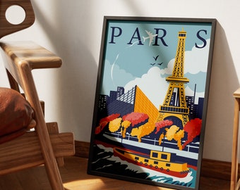 Cartaz de viagem da Torre Eiffel em Paris: Arte de parede em estilo vintage (download digital)