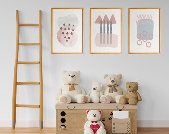 Geometric Nursery Poster Set: Kids Room Wall Art (Digital Download)