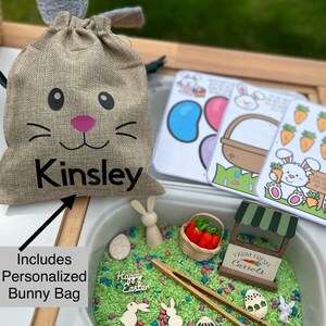 BUNNY SENSORY Kit |  Basket Filler Activities | Sendory Bin | Educational | Bunny Bag | Personnalized
