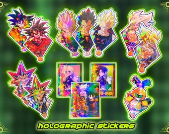 FAN ART Anime Holographic Vinyl Stickers: Manga Cartoon Decal- YGO Dragon Ball Metabots Waifu Girl