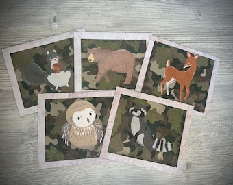 Woodland Animal Greeting Cards, Forest Animal Card Set, Birthday or Thank You Card, Blank Inside, Handmade, Set of Cards and Envelopes