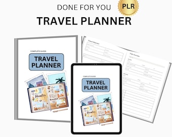 Editable Travel Planner Template Canva, Digital Travel Itinerary (PLR)