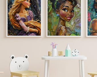 Lámina artística de Rapunzel: Pintura al óleo con técnica impasto. 1 LÁMINA INCLUIDA.