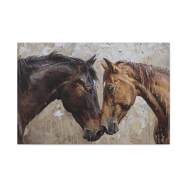 Vintage Horse Painting Canvas Art, Antique Equestrian Wall Decor Rustic ...