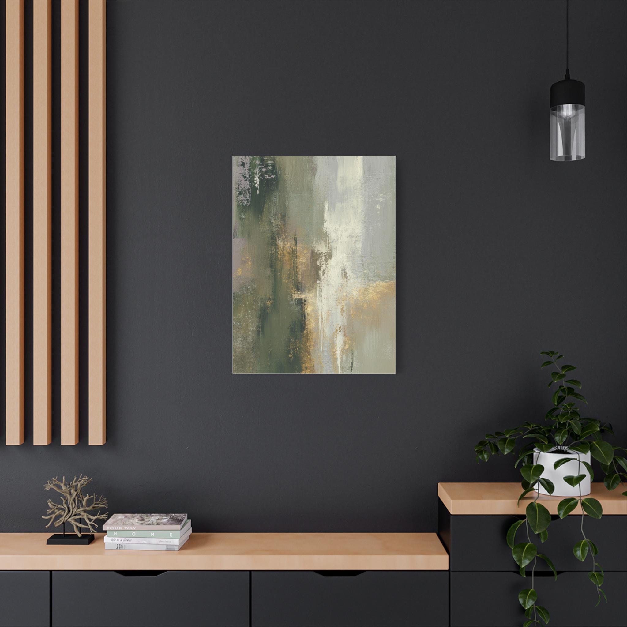 Green and Gold Abstract Canvas Print, Sage Green Textured Wall Art ...