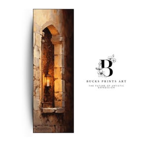 Canvas Wall Art, Gothic Window Oil Painting, Medieval Home Decor, Rustic Wall Decor, Vertical Art Print, Aged Stone Wall Art